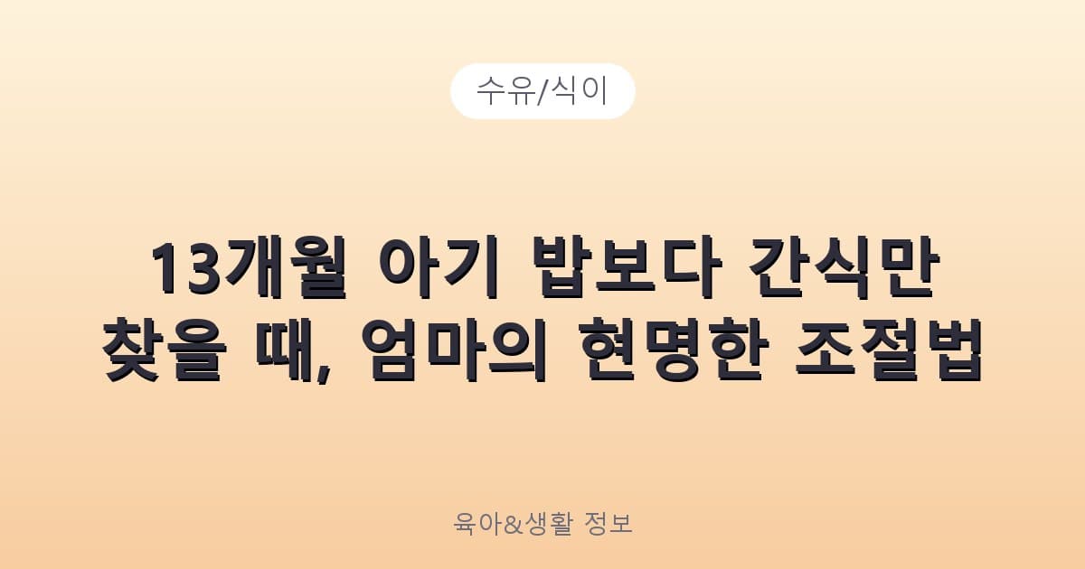 13개월 아기 밥보다 간식만 찾을 때, 엄마의 현명한 조절법 - 수유/식이 리뷰 이미지