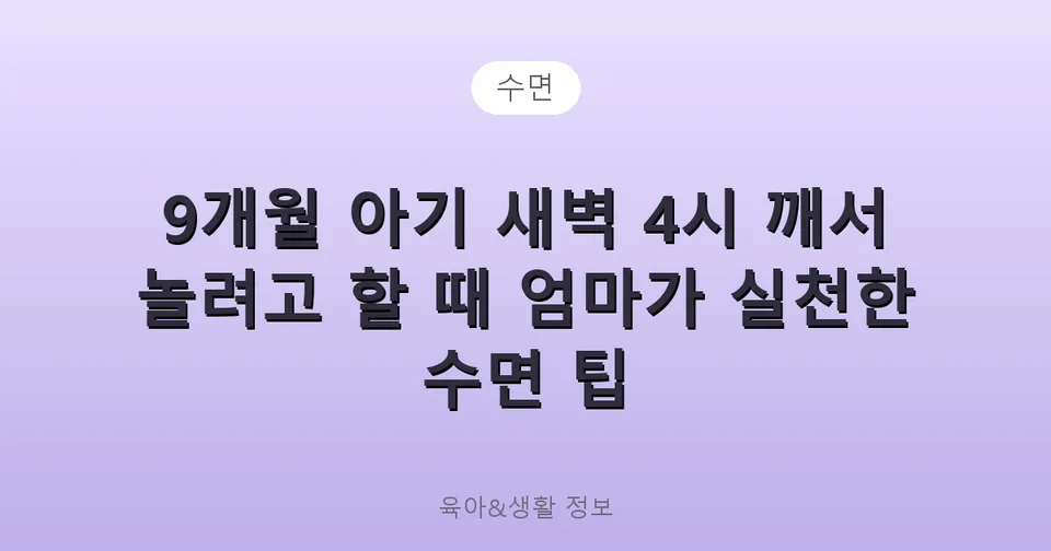 9개월 아기 새벽 4시 깨서 놀려고 할 때 엄마가 실천한 수면 팁