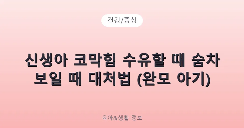 신생아 코막힘 수유할 때 숨차 보일 때 대처법 (완모 아기)